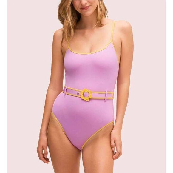 Kate Spade Daisy Buckle Belted One Piece Swimsuit Candied Lilac Size large $145 - Picture 2 of 8